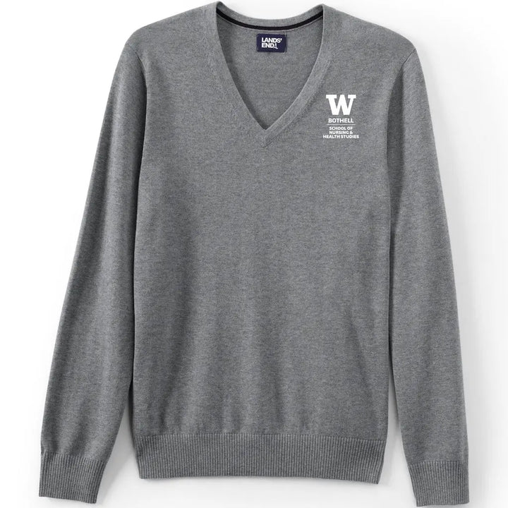 Lands' End Unisex UW Bothell Nursing & Health Studies Cotton Modal V-neck Pullover Sweater