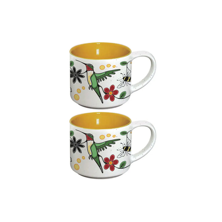 Native Northwest Hummingbird (Nenookaasi) Ceramic Espresso Mugs Set of 2