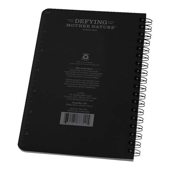 Rite in the Rain Black 4-7/8"x7" Spiral Notebook 32ct