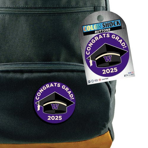 DROP SHIP CDI Purple Congrats Grad! Button 12pk