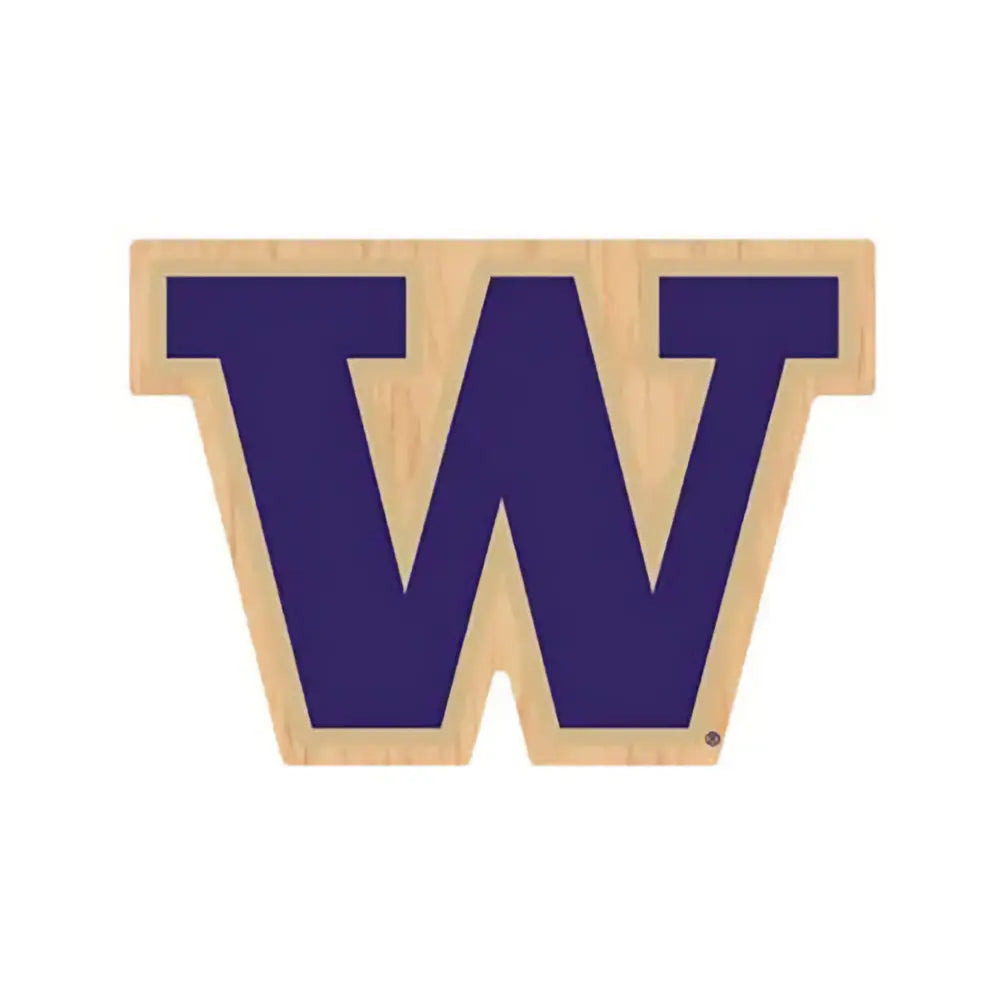SDS W Purple Fill Gold Outline Wood Sticker