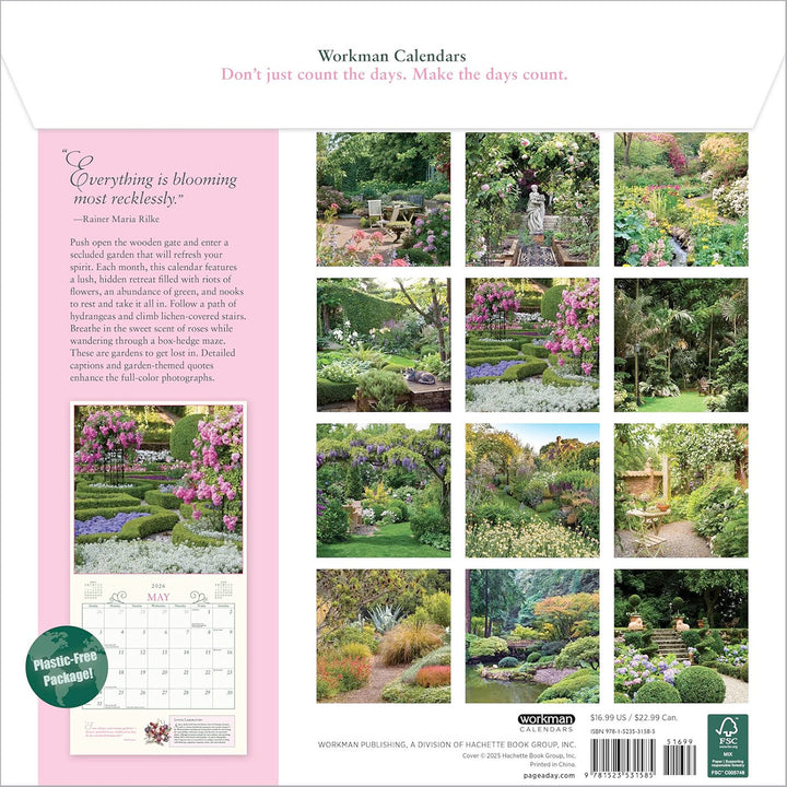 Secret Garden Wall Calendar 2026