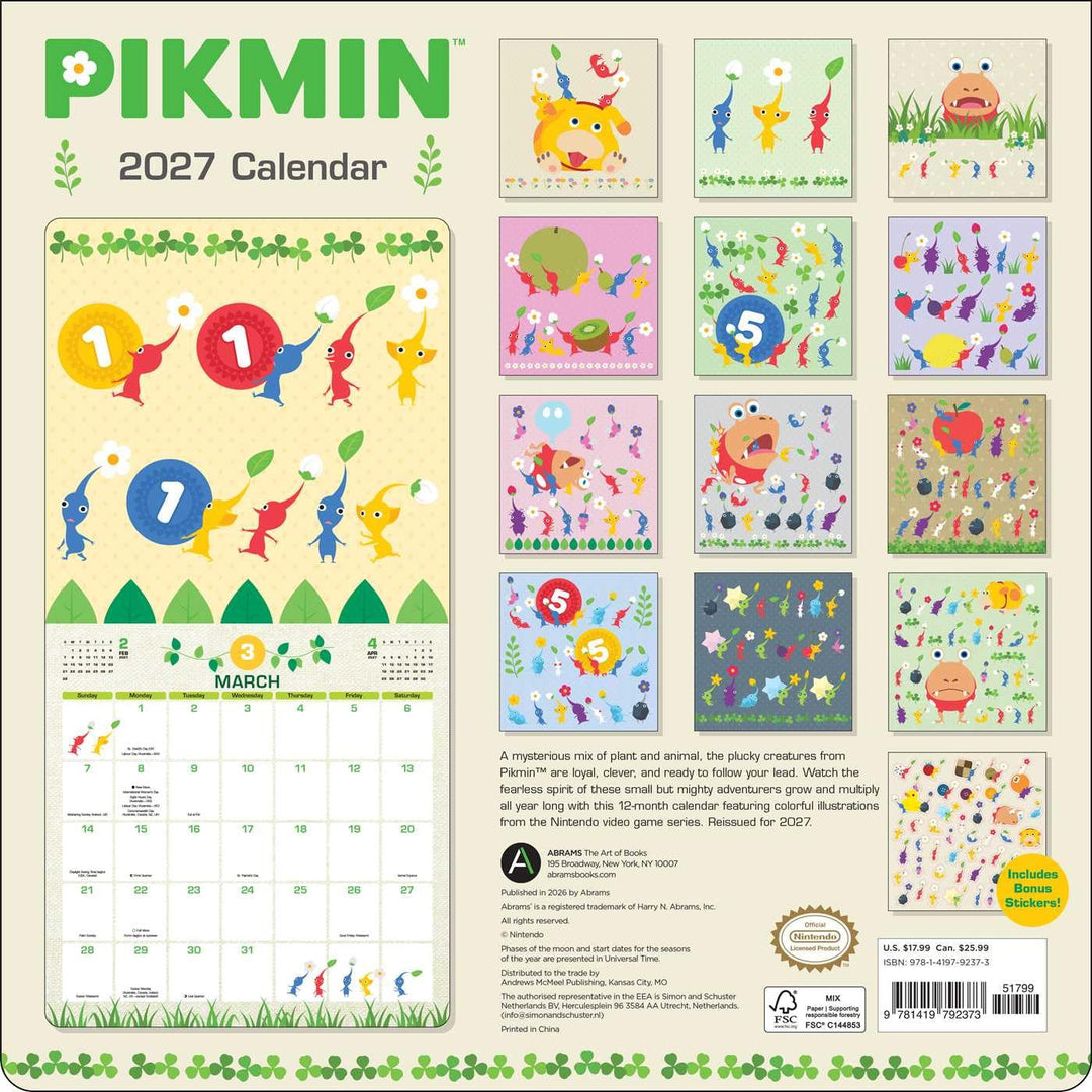 Pikmin 2027 Wall Calendar with Bonus Stickers