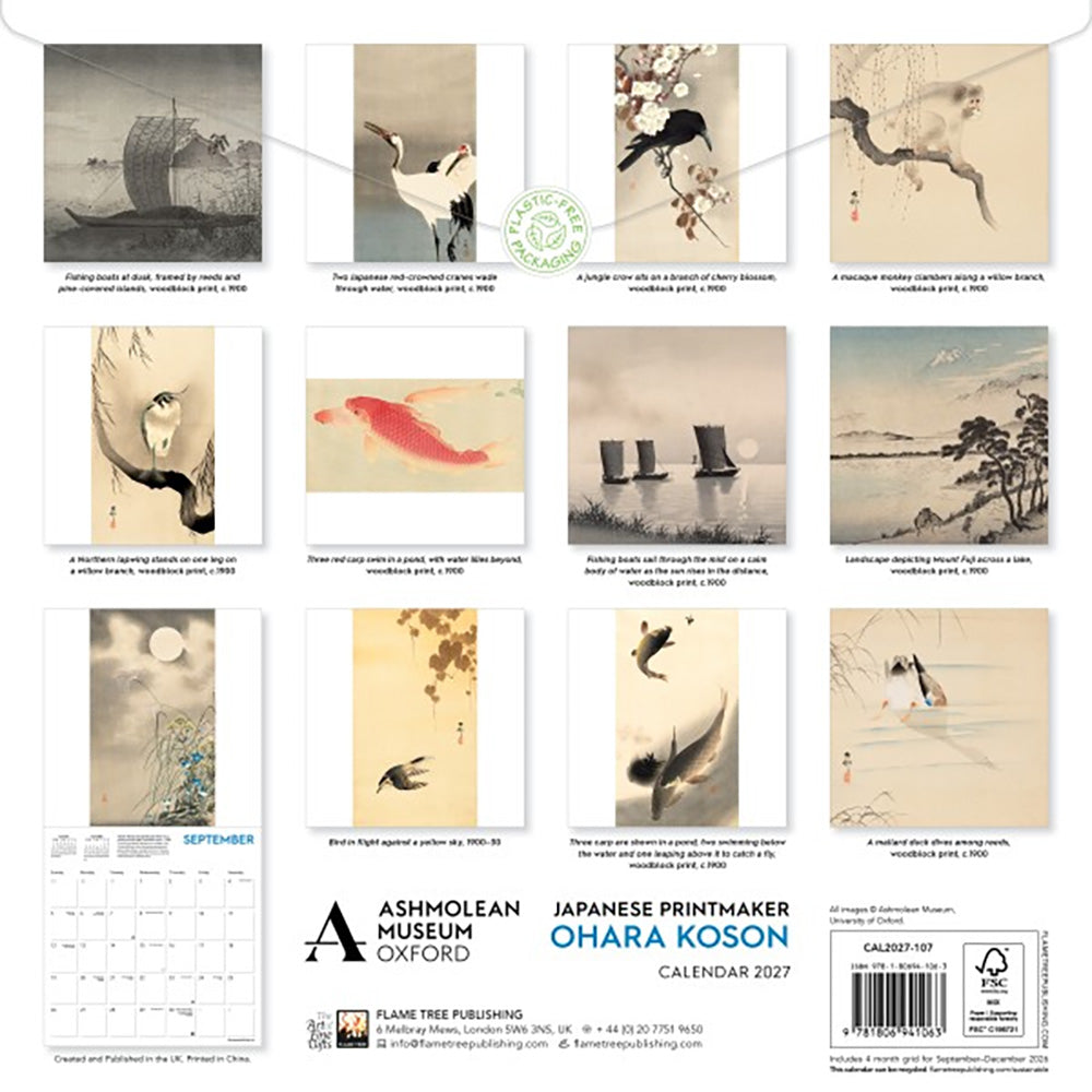 Ashmolean Museum: Japanese Printmaker Ohara Koson Wall Calendar 2027 (Art Calendar)