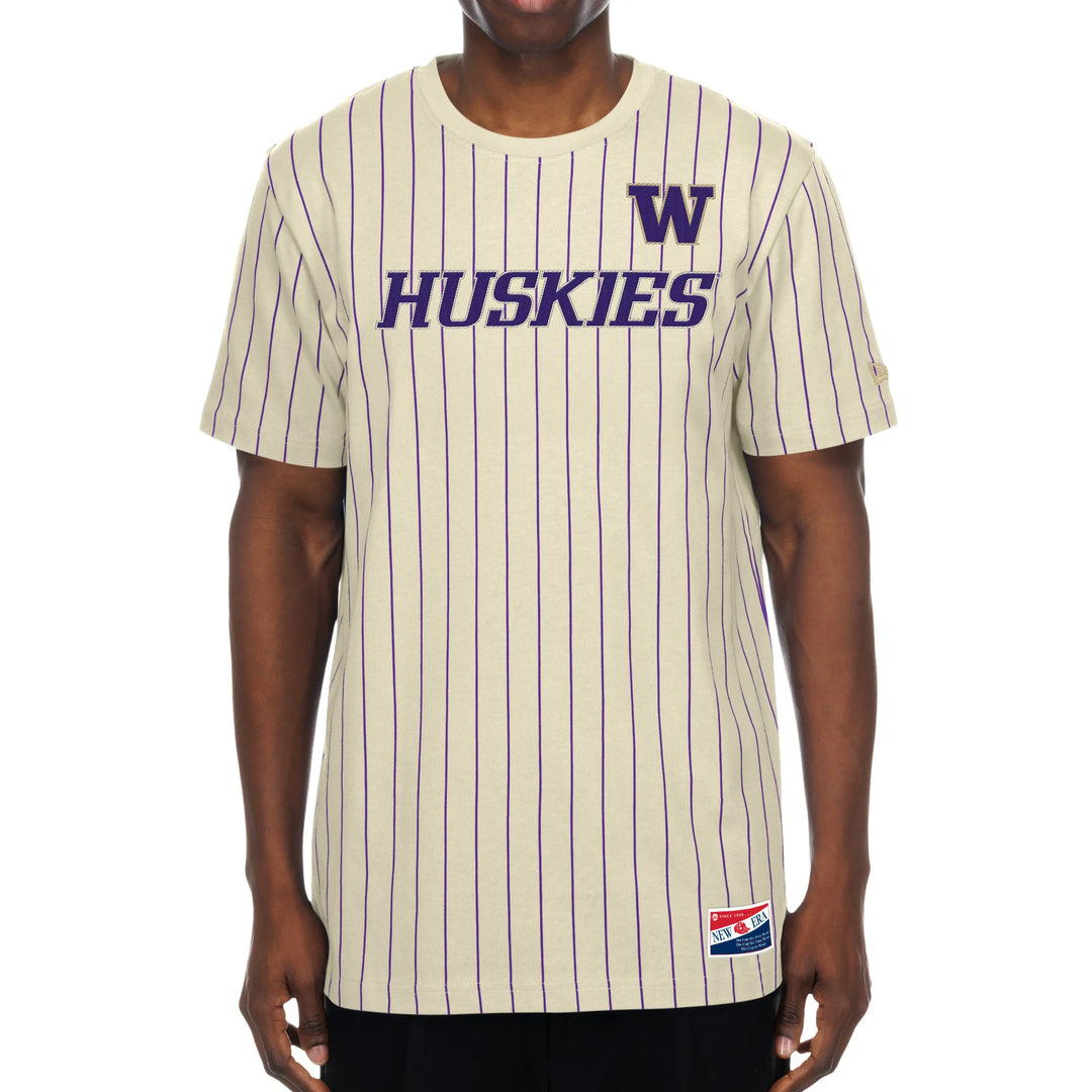 New Era Men's Huskies Wordmark Applique Pinstripe Tee