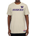New Era Men's Huskies Wordmark Applique Pinstripe Tee Front thumbnail