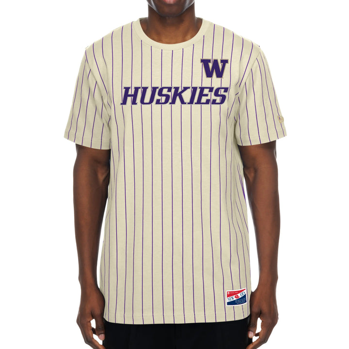 New Era Men's Huskies Wordmark Applique Pinstripe Tee