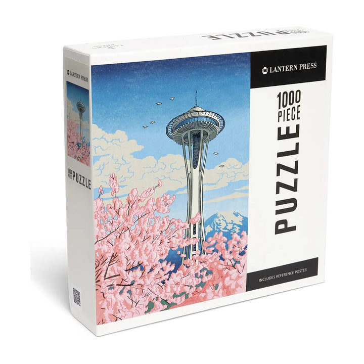 Lantern Press Space Needle Cherry Blossoms 1000 pc Puzzle