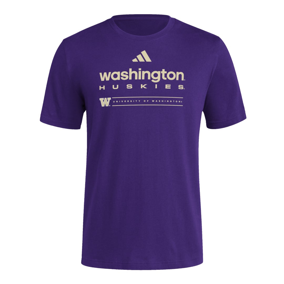 adidas Men's SS25 Washington Huskies Lowercase Fresh Short Sleeve Tee