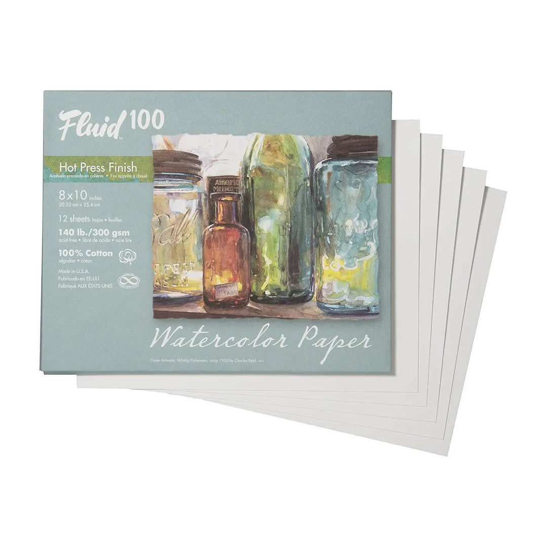 Fluid 100 140lb Hot Press Watercolor Paper Pochettes