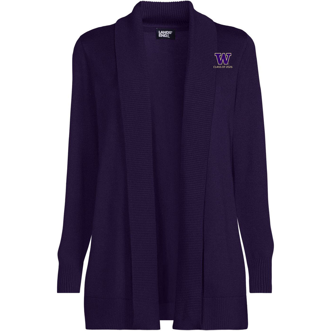 Lands' End Women's UW Class of 2026 Cotton Modal Shawl Collar Cardigan Sweater