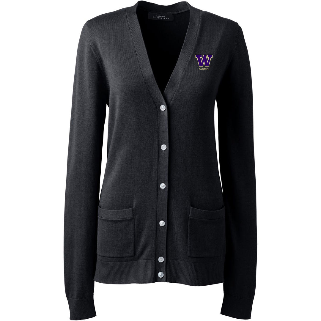 Lands' End Women's UW Alumni Cotton Modal Long Sleeve V-neck Cardigan Sweater