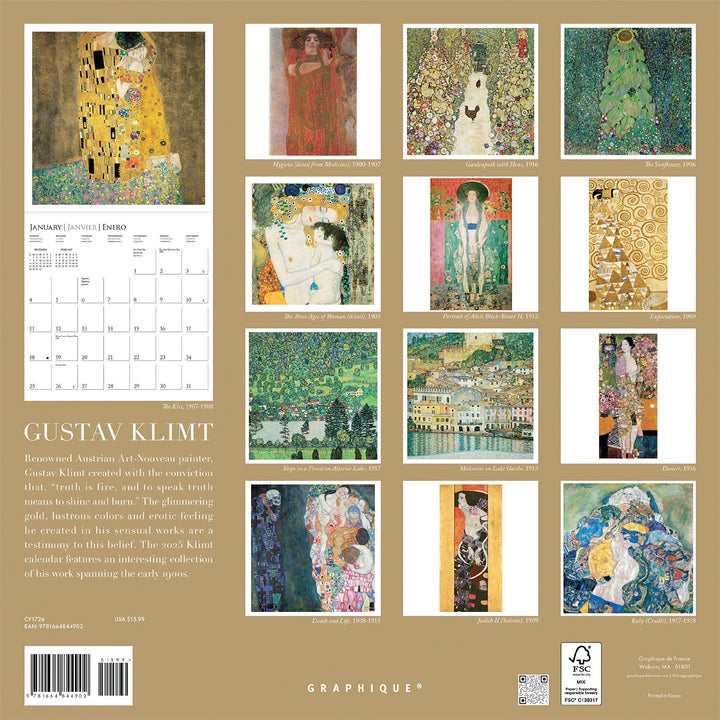 Graphique De France 12" x 12" Gustav Klimt Wall Calendar