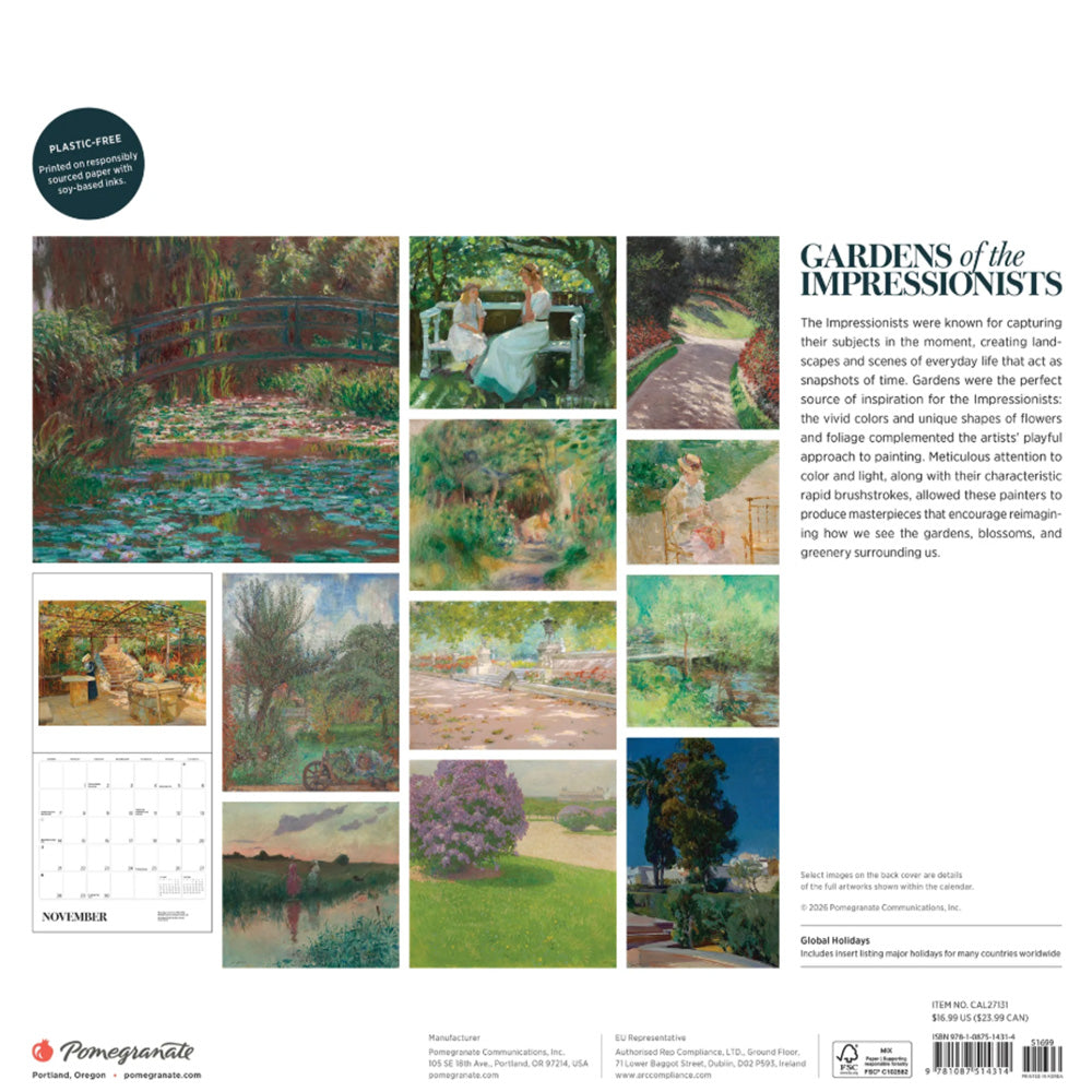 Gardens of the Impressionists 2027 Wall Calendar