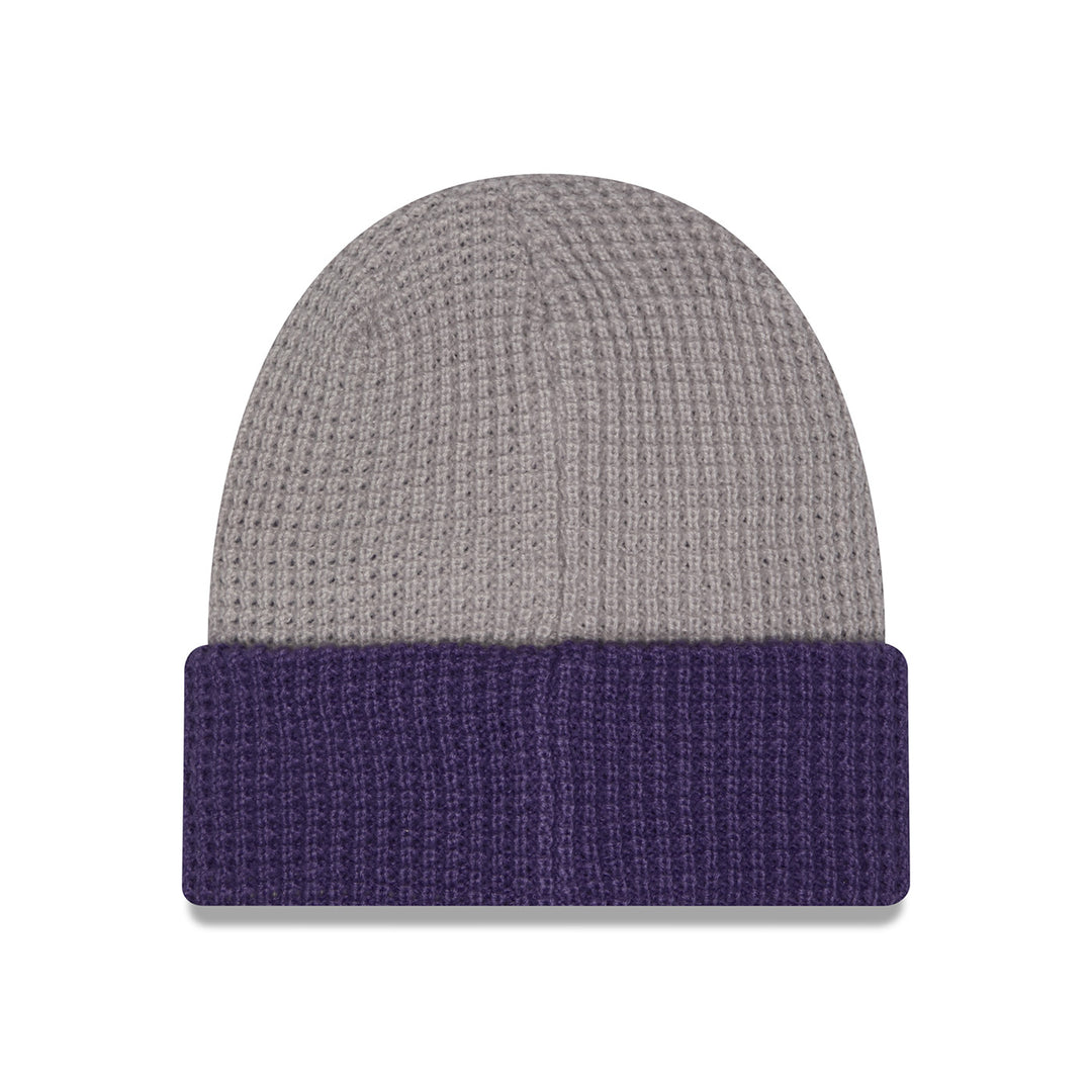 New Era Gray Purple Washington Huskies Knit PLAY Waffle Cuff Beanie