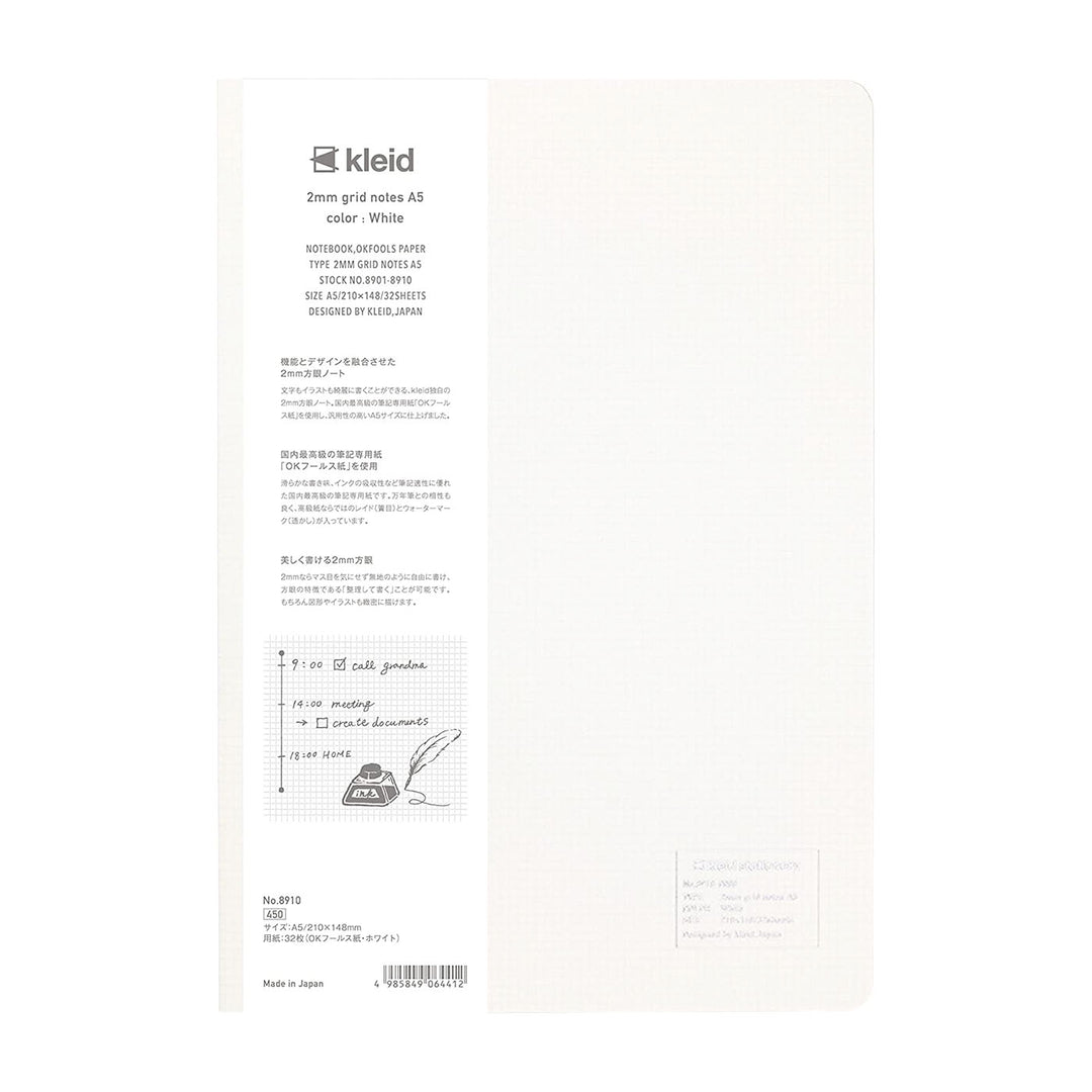 Kleid 2mm A5 Grid White Paper Sewn Notebook