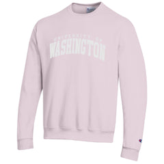 Photo of Champion Unisex Lilac Pink Twill University of Washington Powerblend Crewneck.
