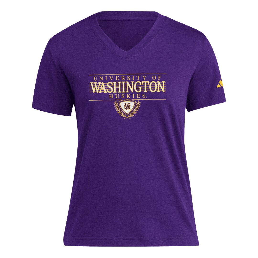 adidas Women's SS25 Washington Huskies Laurel Shield Blend Tee
