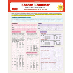 Photo of Korean Grammar Language Study Card.