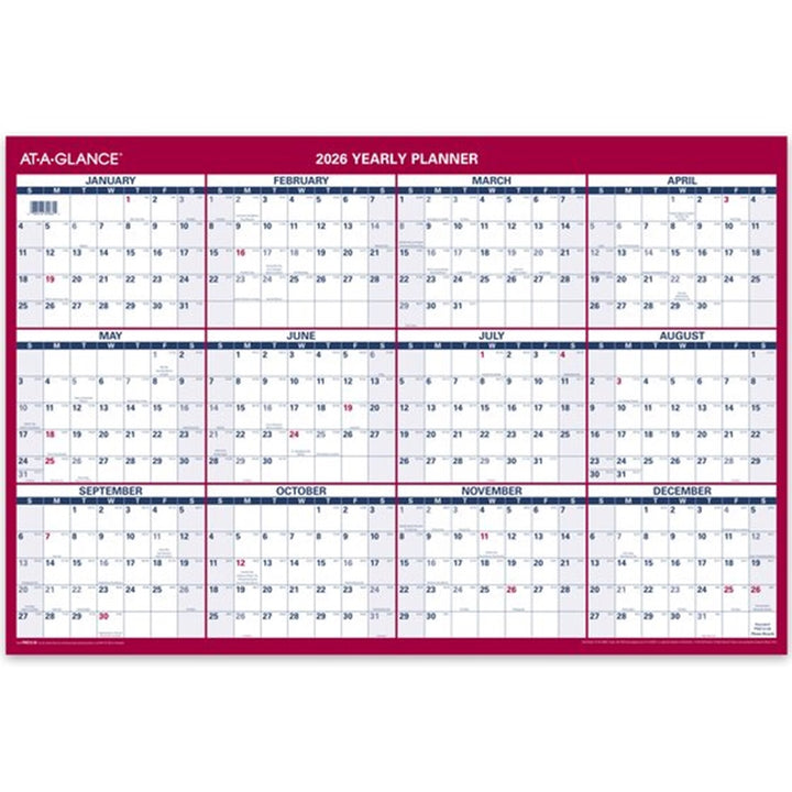 At-A-Glance 2026 24" x 36" Reversible Yearly Wall Calendar