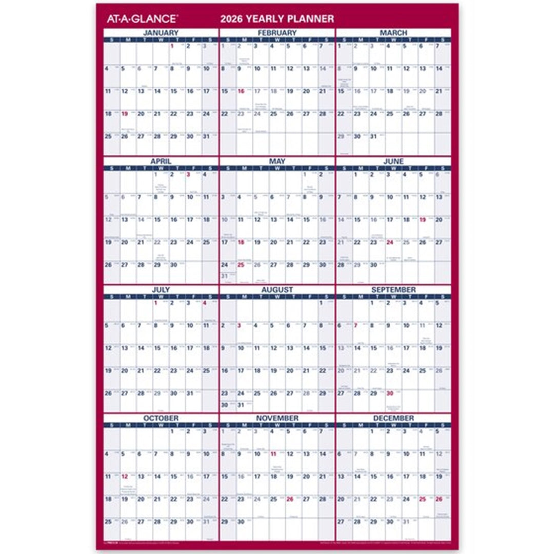 At-A-Glance 2026 24" x 36" Reversible Yearly Wall Calendar