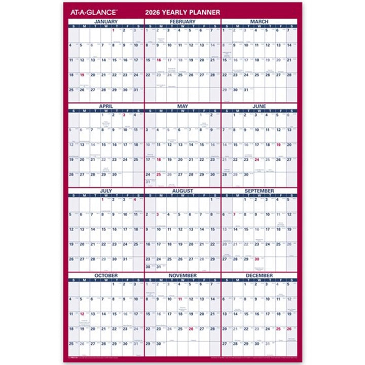 At-A-Glance 2026 24" x 36" Reversible Yearly Wall Calendar