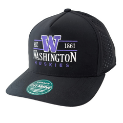 Legacy Black Washington Huskies Cut Above Perforated Adjustable Hat