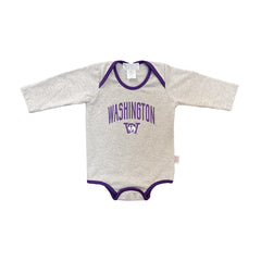Photo of Third Street Gray Infant WA W Vault Dog Long-Sleeve Bodysuit.