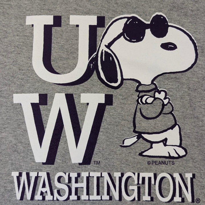 Third Street Gray Kids' UW Washington Snoopy Peanuts Leaning Tee