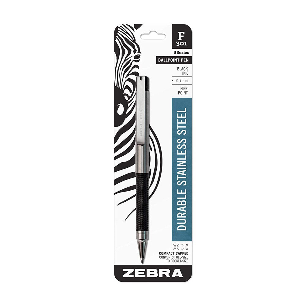 Zebra F-301 Compact Black .7mm Ballpoint Pen 1 Pack