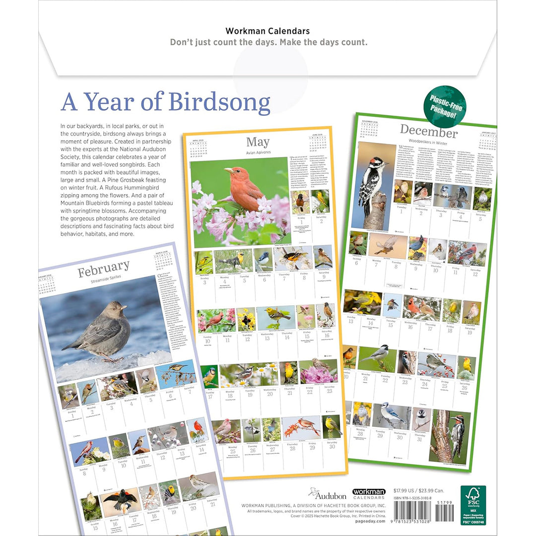 Audubon Songbirds And Other Backyard Birds Picture-A-Day Wall Calendar 2026