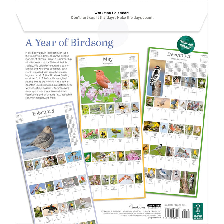 Audubon Songbirds And Other Backyard Birds Picture-A-Day Wall Calendar 2026