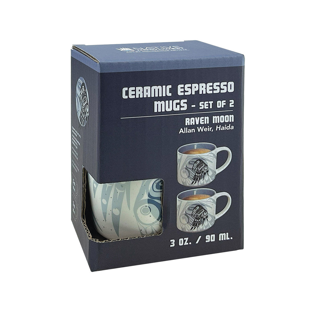 Native Northwest Raven Moon Ceramic Espresso Mugs Set of 2