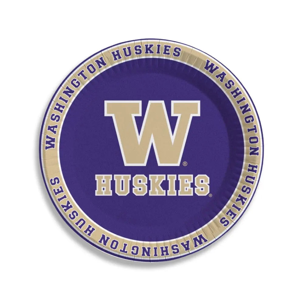 Spirit Products Purple Gold W Huskies Paper Plate 7" 25pk
