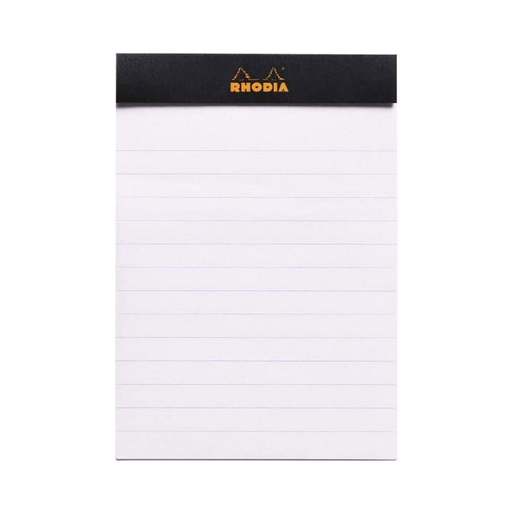 Rhodia Black 3-3/8"x4-3/4" Lined Top Stapled Notepad 80ct