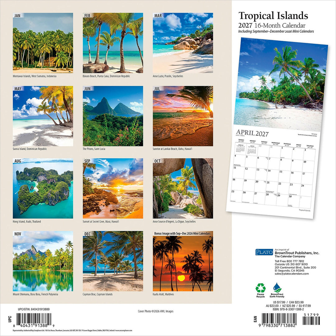 2027 Tropical Islands Wall Calendar