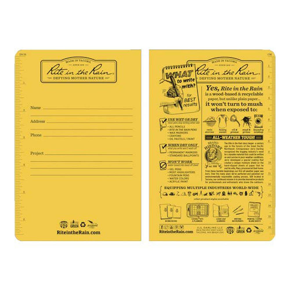 Rite in the Rain Yellow 4-5/8"x7" Stapled Journal 24ct