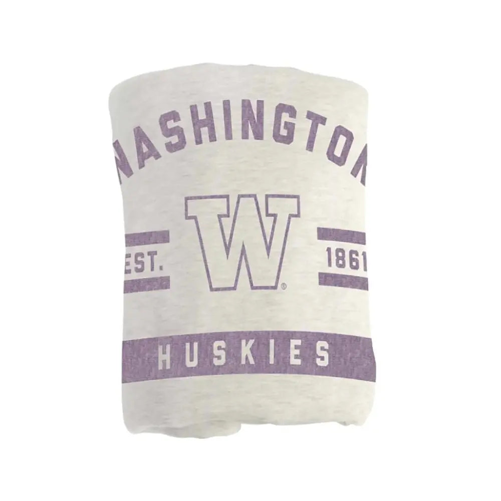 Logo Oatmeal Washington Huskies W 1861 Sublimated Sweatshirt Blanket