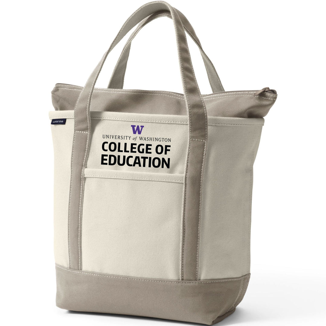 Lands' End Natural Canvas UW College of Education Zip Top Tote Bag