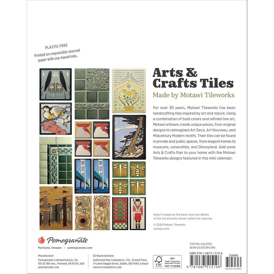 Arts & Crafts Tiles Made by Motawi Tileworks 2027 Mini Wall Calendar