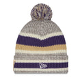 New Era Gray Multi Washington Huskies Knit STRIPE Cuff Pom Beanie thumbnail