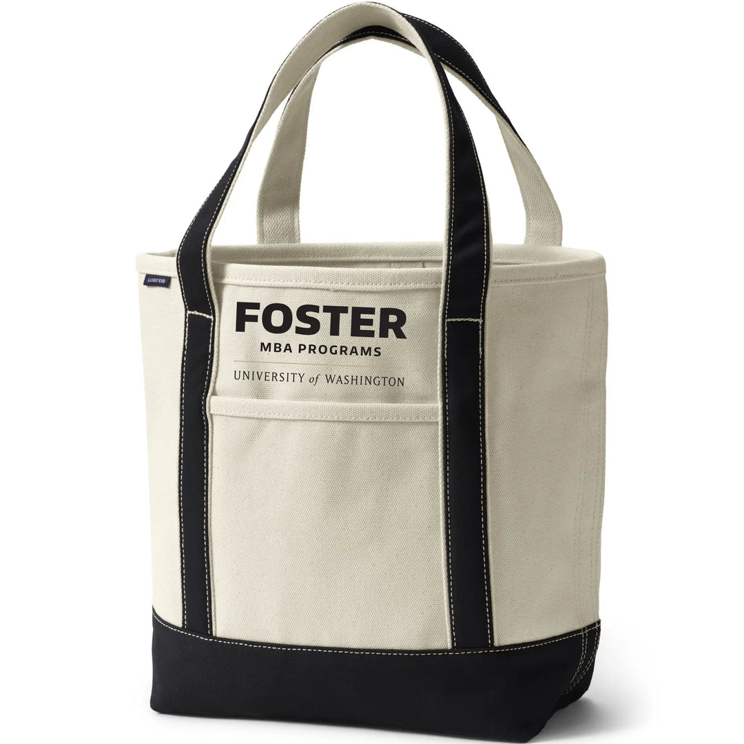 Lands' End Natural Canvas UW Foster MBA Programs Open Top Tote Bag
