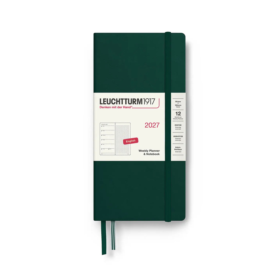 Leuchtturm 2027 Weekly Wallet Planner Notebook Forest Green