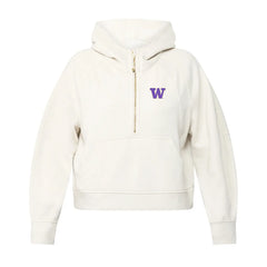 lululemon Women's Light Ivory W Gold Zipper Scuba Oversized Half Zip Hoodie