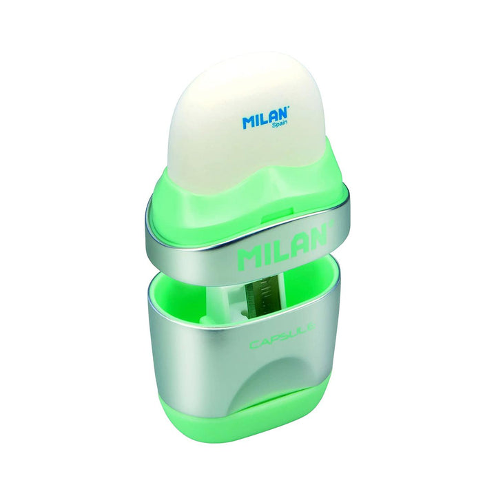 Milan Capsule Silver Pencil Sharpener and Eraser