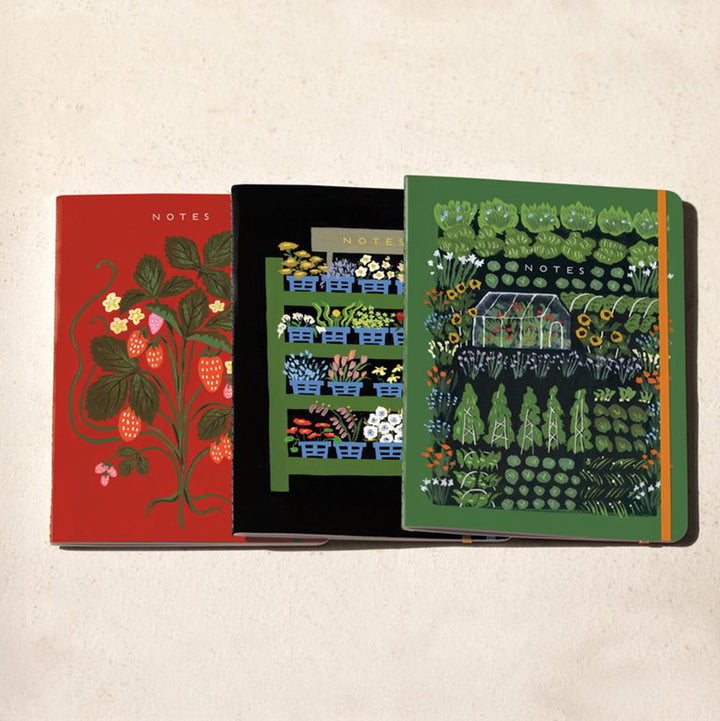 Seedlings Garden Greenhouse Sewn Notebook Set of 3
