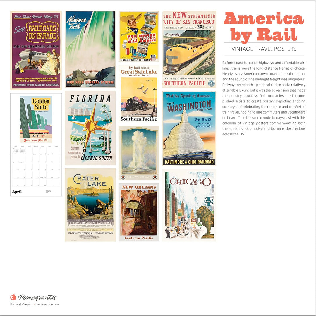 America by Rail: Vintage Travel Posters 2026 Wall Calendar