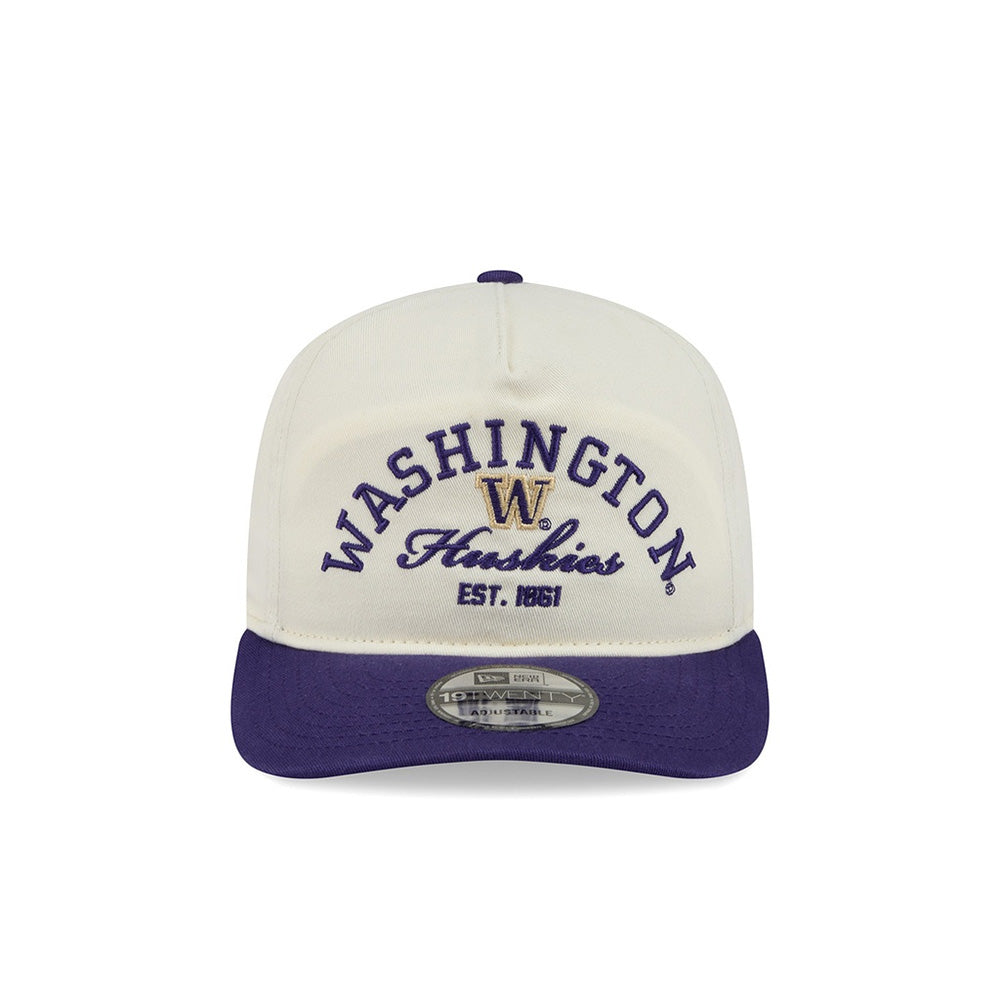 New Era White Purple Washington Huskies 19Twenty STACKED Relaxed Snapback Hat