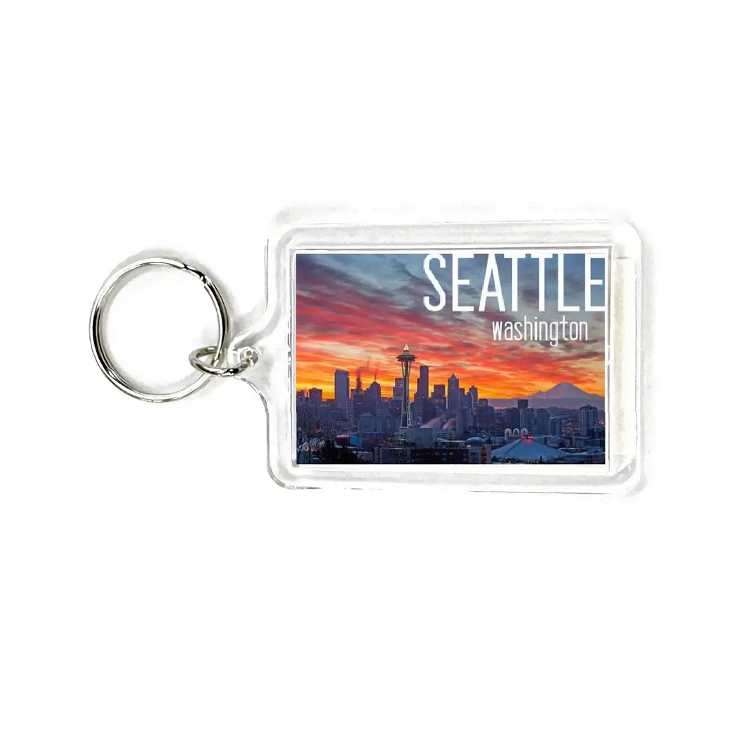 Lantern Press Seattle Rainier & Sunrise Acrylic Keychain