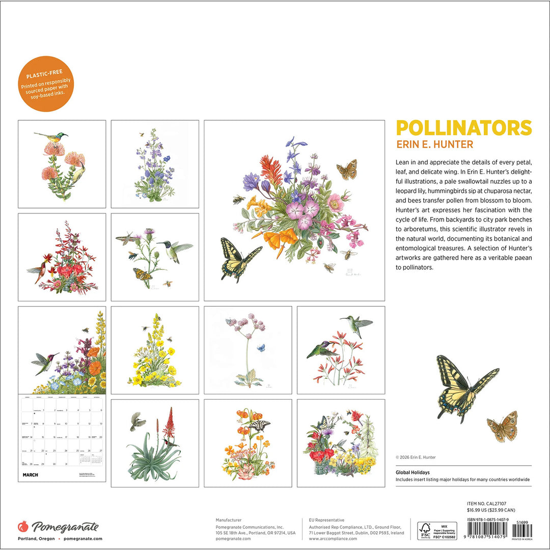 Erin E. Hunter Pollinators 2027 Wall Calendar